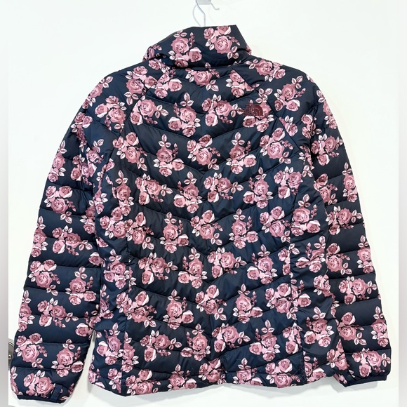 The North Face Flare Jacket Navy Blue Floral 550 Down Fill | Women’s Size Medium - Picture 4 of 9